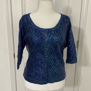 Free People NWT (Originally $259) Blue Sequin Cardigan Sweater